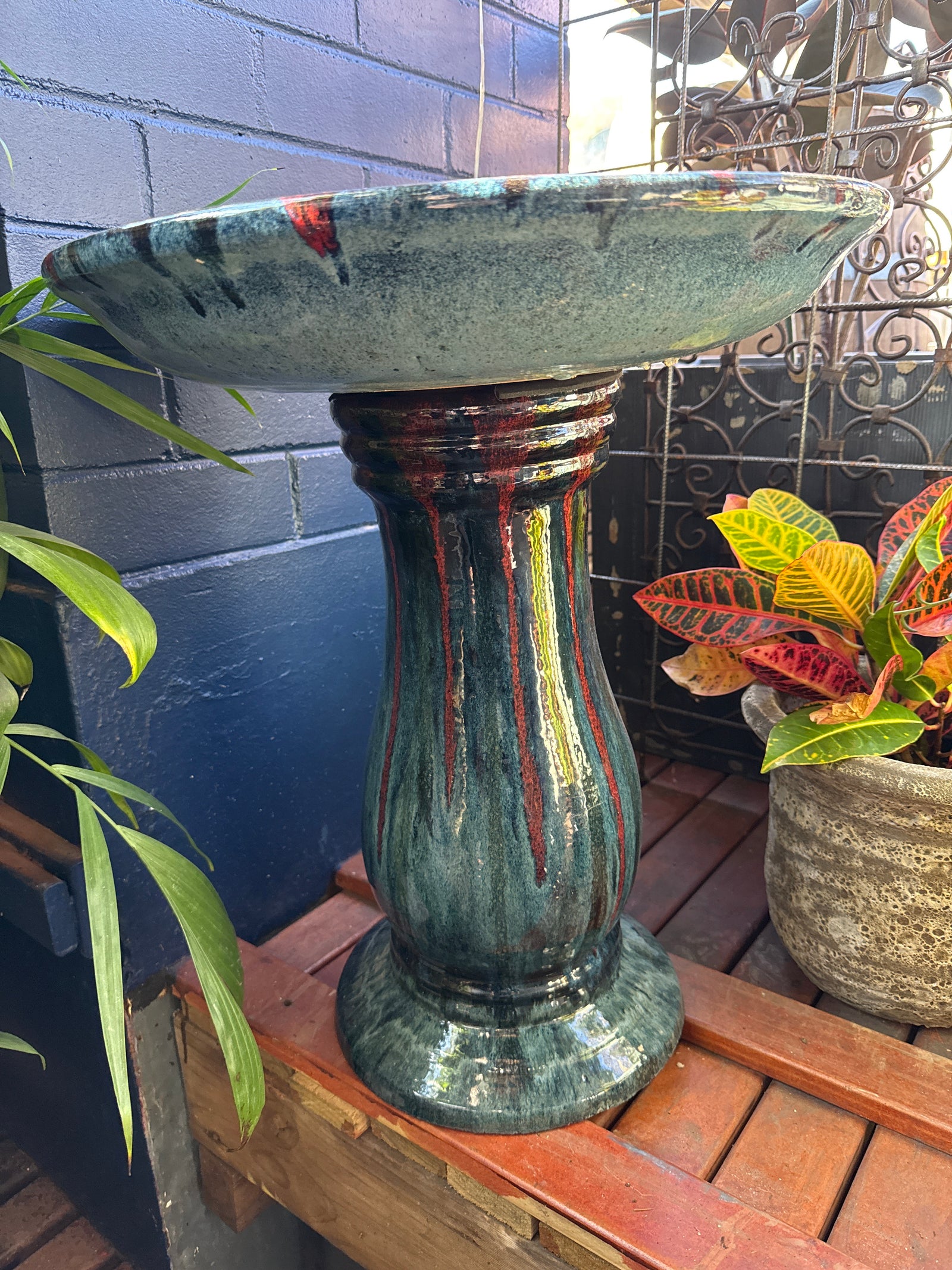 Glazed Bird Bath