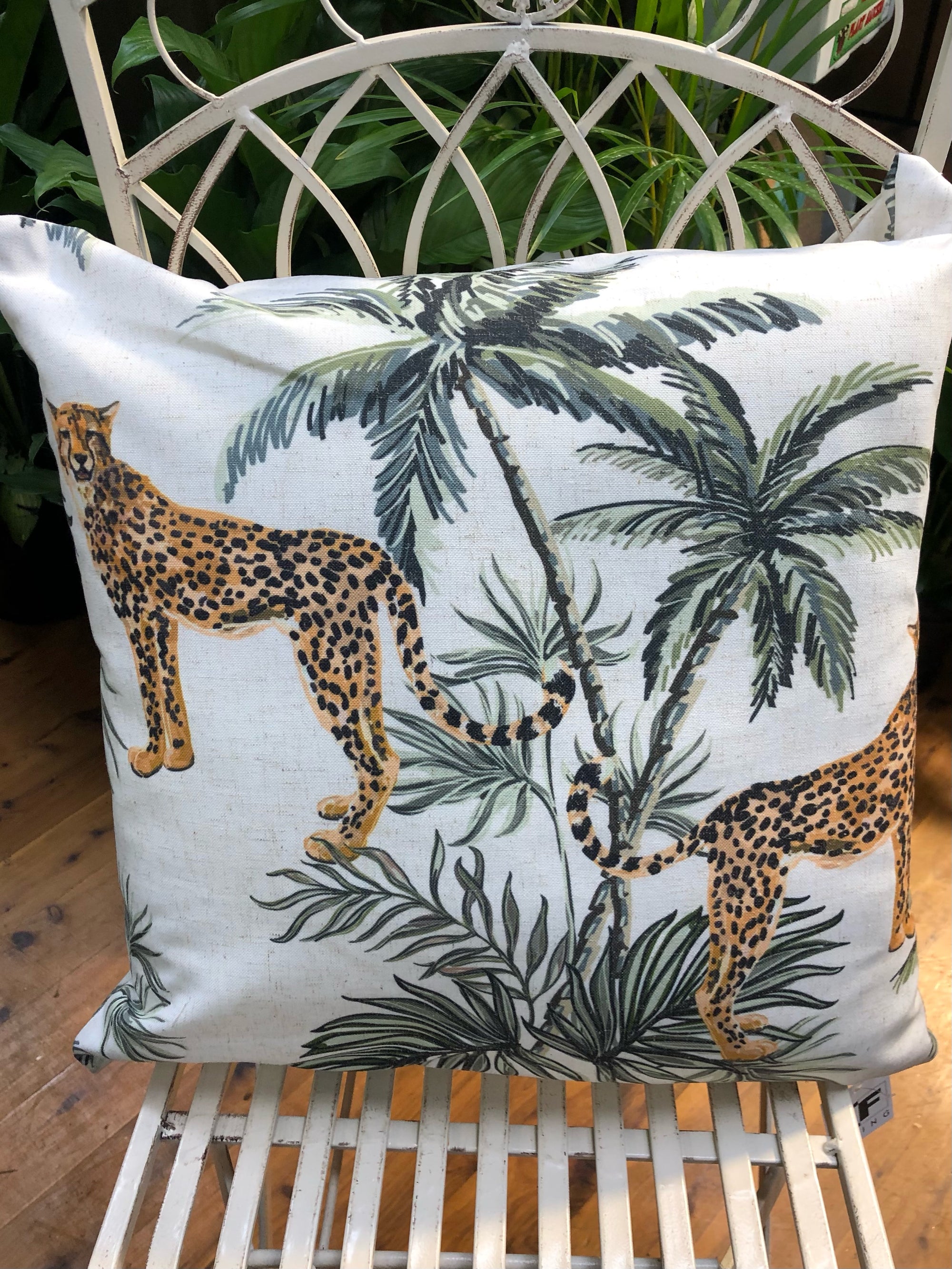 Cheetah linen cushion